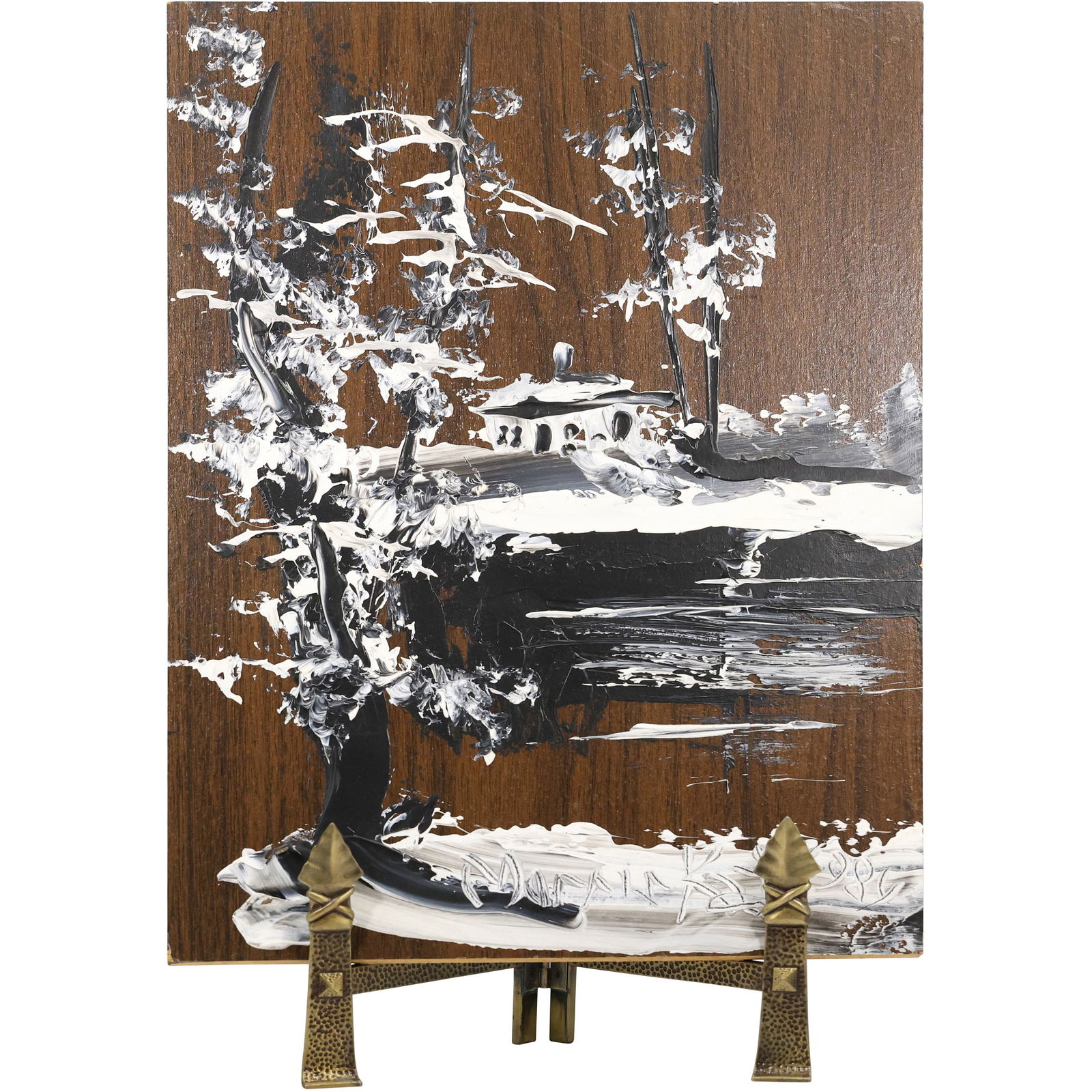 Morris Katz 1984, Jewish American, Acrylic on Board Painting, Chalet in the Catskills: Morris Katz 1984, Jewish American, Acrylic on Board Painting, Chalet in the Catskills. Well Listed Artist. size: 12 x 16 S:paintings ; ASKart: Morris Katz (born Moshe Katz on March 5, 1932 in Galicia,