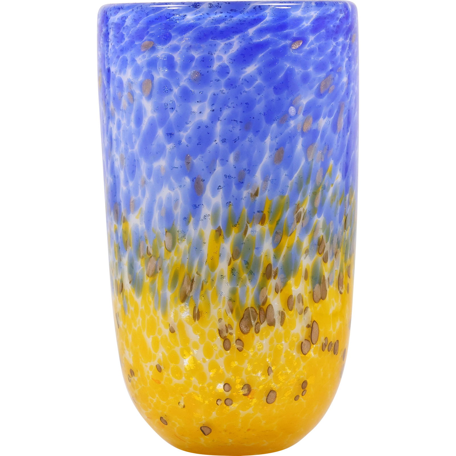 Vintage Murano Franco Moretti Style Blue and Yellow Art Glass Vase (1 of 14)