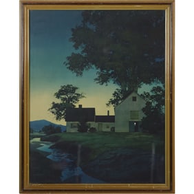 Original 1937 Maxfield Parrish Print  "Twilight", Original Frame, House of Art NY, Maxfield Parrish