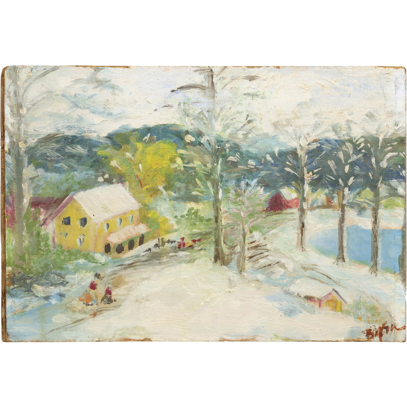 Ranulph Bye (1916 - 2003) Early Oil on Board Painting Buck's County Pa Landscape with House (1 of 9)