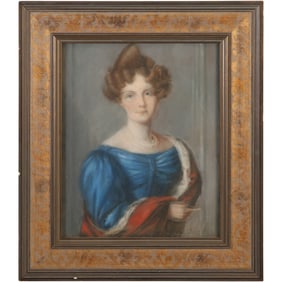 19th C. Painting on Canvas Portrait Countess Dorothea (Dolly) von Ficquelmont, Framed