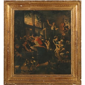 Jan Steen, 1800s Chromolithograph "Family Meal" , Framed, Nice Quality