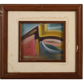 Quality Mid-Century Modern Abstract Oil Painting, Vintage, Original Frame