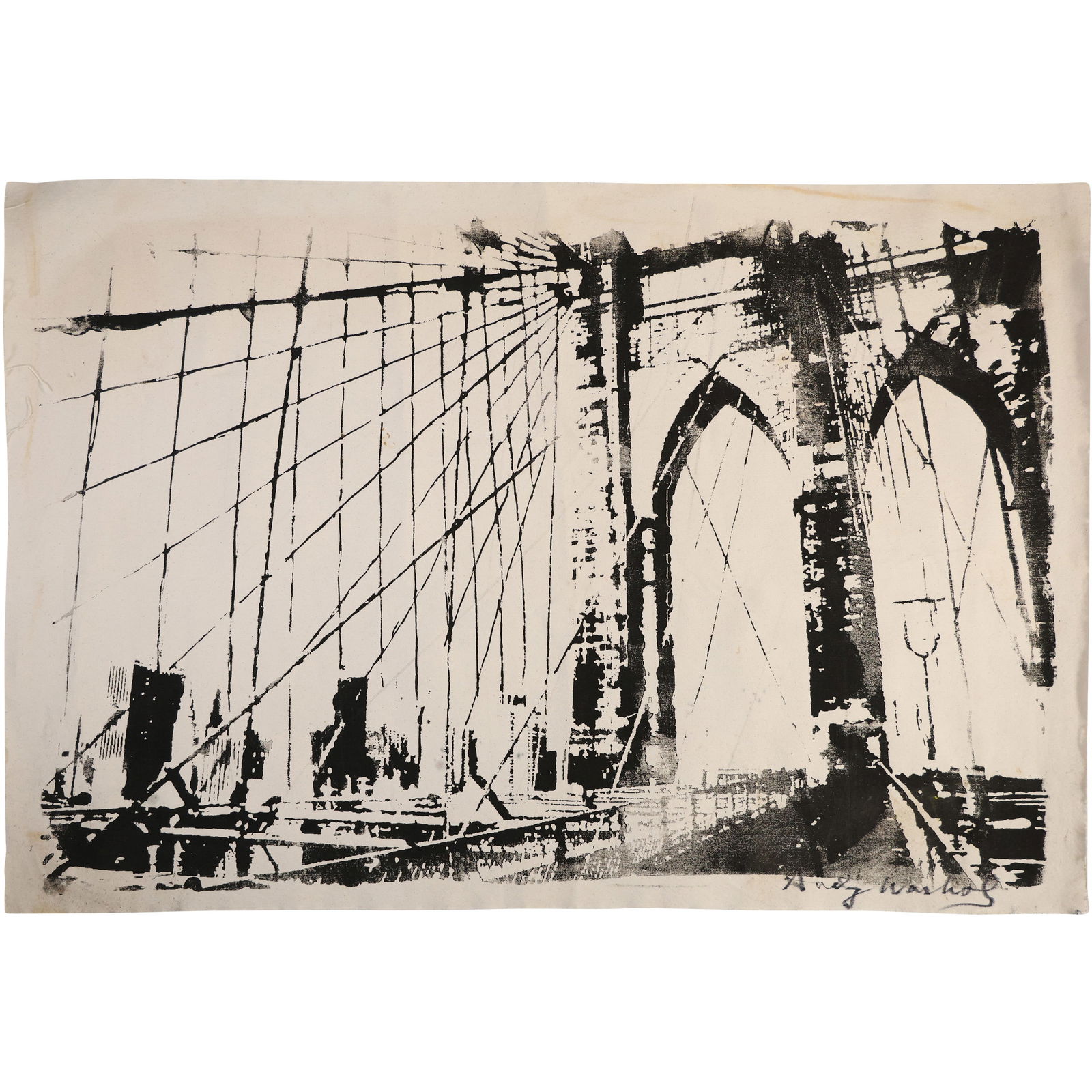 Andy Warhol(after); 20thC. Screenprint on Canvas - The Brooklyn Bridge (1 of 9)