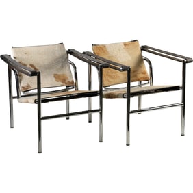 Pair of Le Corbusier, Jeanneret, & Perriand LC1 Basculant Lounge Chairs
