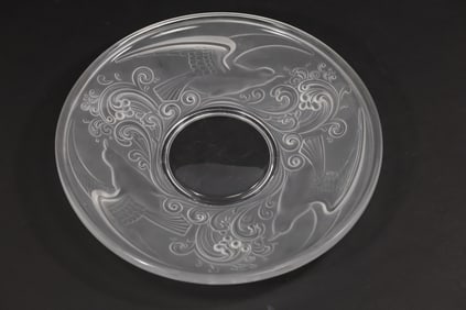 Val St. Lambert "Gloucester" frosted crystal centerpiece bowl. 12 inches diameter