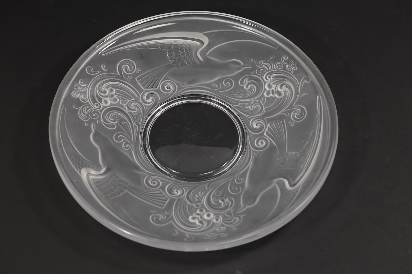 Val St. Lambert "Gloucester" frosted crystal centerpiece bowl. 12 inches diameter (1 of 13)