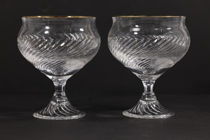 2 Signed Waterford Arrington Gold Goblets or Wine Glasses
