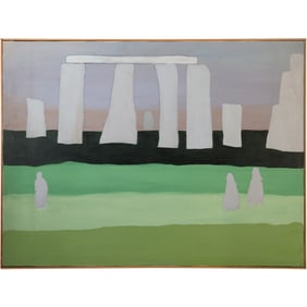 Adna Karns; 20thC. Modernist Oil - Stonhenge Signed
