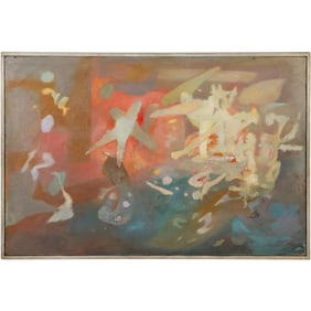 Eugene Arcieri; 20thC. Modernist Oil Abstract Composition Signed