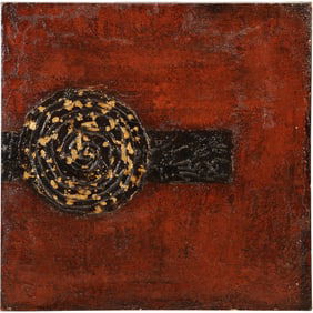 Signed on Verso J Vasquez, abstract art textured oil on canvas painting.