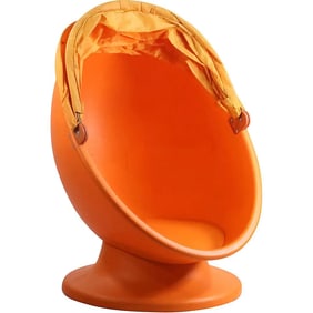 Monika Mulder Designer Child's Orange Molded Egg Chair with Pull Down Hood