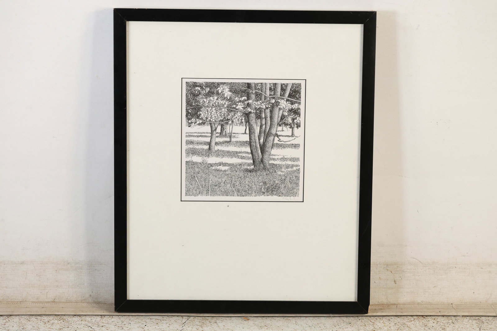Eric Angeloch, Woodstock NY Artist, Ink drawing, Signed and Titled "Jerry's Field" (1 of 13)