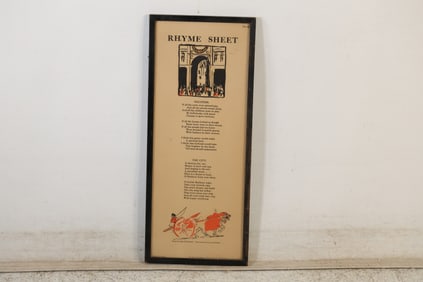 framed "Rhyme Sheet" titled "Holiness," which is identified as Rhyme Sheet No. 8 by John Drinkwater.