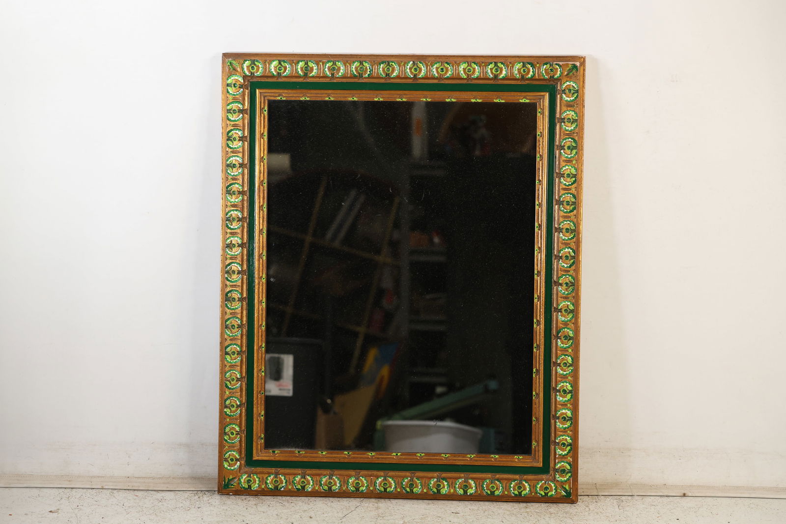 Arts and Crafts Decorated Border Molding Wood Framed Wall Mirror 33 in. x 26.5 in. (1 of 9)