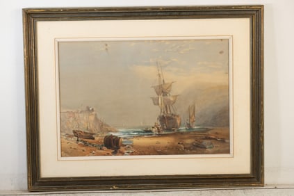 Watercolor on Paper, A R Mayers after S P Jackson, "Lazy Morning Off The Coast of Devon"