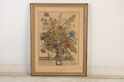 Framed illustration from Robert Furber's "Twelve Months of Flowers", representing November.