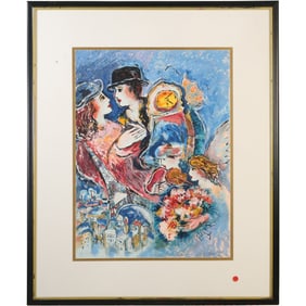 Framed serigraph titled "Passionate Gaze" by the artist Zamy Steynovitz, created in 1998