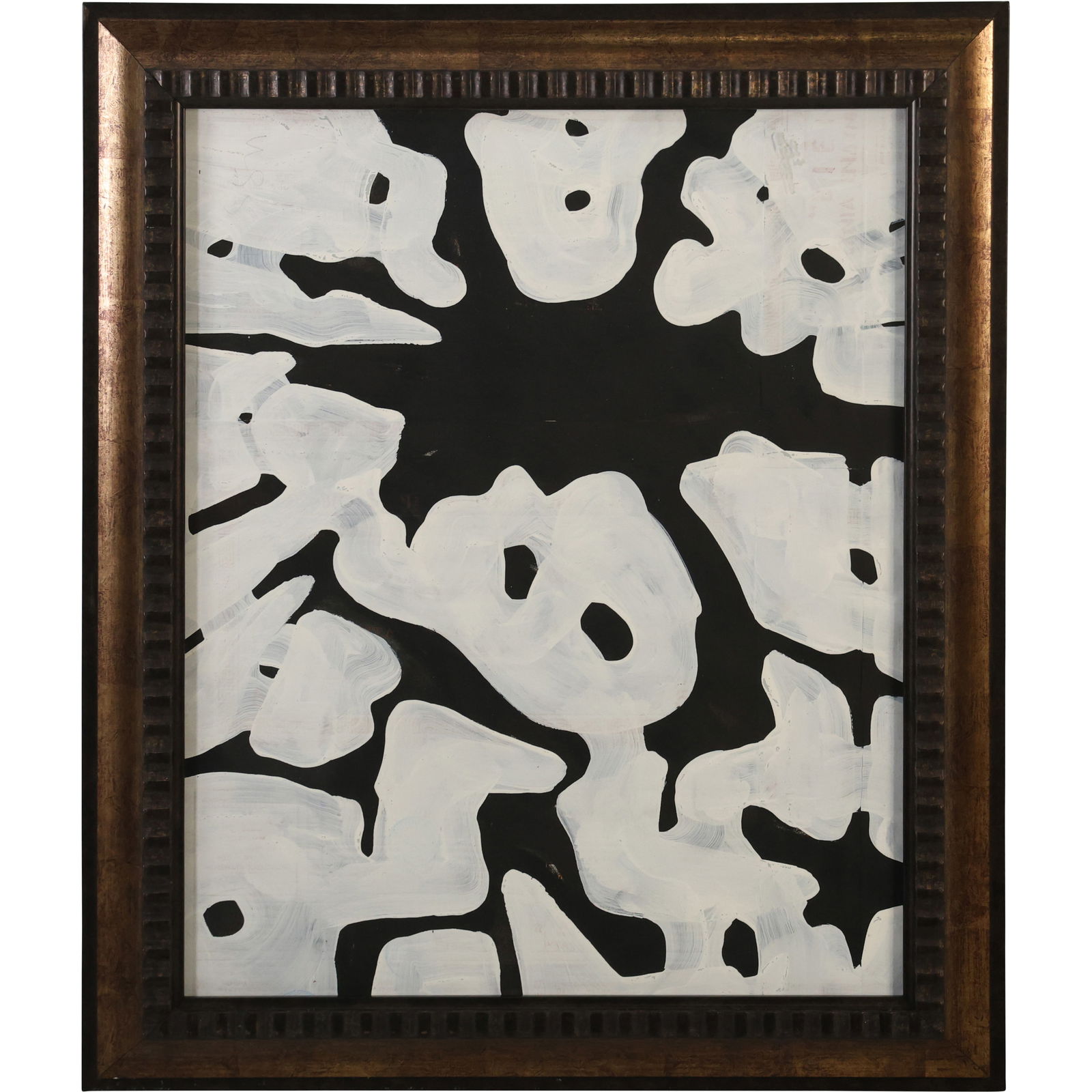 Wayne Cunnigham, 20th C. American, Black and White Abstract Acrylic on Paper Painting, Signed (1 of 14)