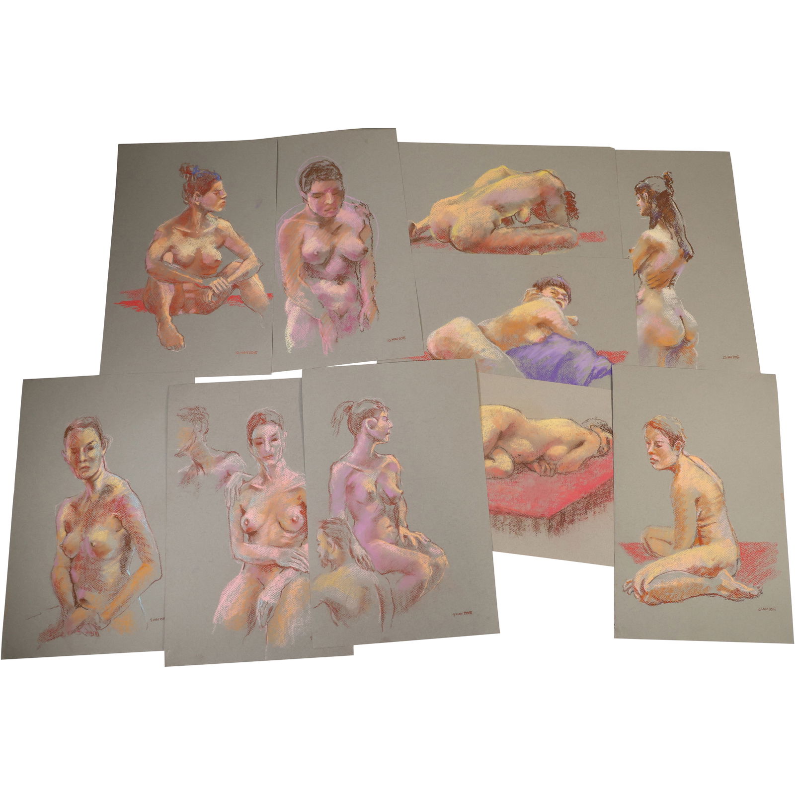 10 Assorted Quality Nudes Pastel Drawing Artwork by Harald Grote, American Artist, Signed (1 of 13)
