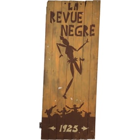 1925 LA REVUE NEGRE Folk Art Wood Sign by E STAN HARP known Southern Folk Artist.