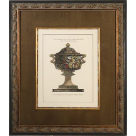 Framed Urn Engraving After Giovanni Piranesi, "John Richard" Luxury Decor Company, Label on Verso