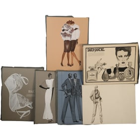 6 Assorted Original Vintage Fashion Illustration Artwork - Variety - See Pictures