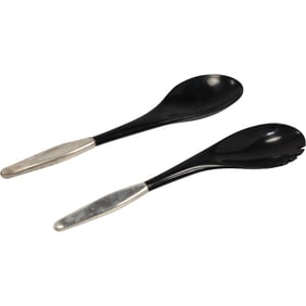 2 Pc. Sterling Silver Handles Salad Toss Set - Mid Century Modern, Vintage
