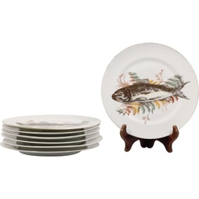 Set of 7 Carlsbad Austria Victorian FISH Plates 8.5 in. dia.,