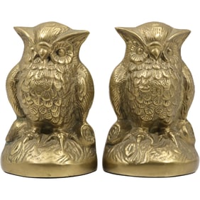 Pair of Vintage Brass Owl Bookends. in Good Original Patina