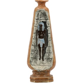 Vintage Italian Porcelain Vase F.lli Marchi Brescia, Egyptian Revival, 14 inches height