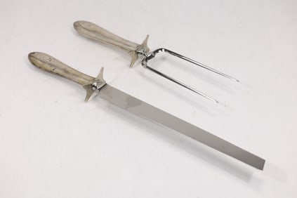 2 Piece Sterling Silver Handles Meat Carving Set, 15.5 inches length