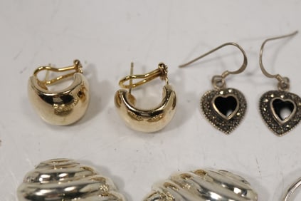 30.4 Grams Sterling Silver Assorted Pierced and Clip-on Earrings - Variety - See Pictures
