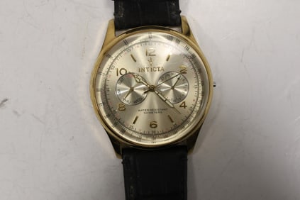 INVICTA 6750 50 Meters Wristwatch with Leather Band , 1 7/8 in. dia. Face
