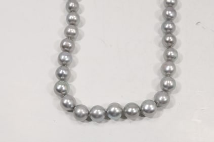 .925 Sterling Clasp Rhodium Over Silver Cultured Freshwater Pearls Necklace 20 in. x 1/2 in.