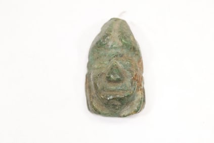 Ancient Turquoise God Figure Face Pendant 1 in. x 1 3/4 in.