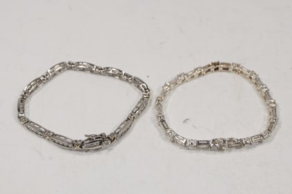 2 Sterling Silver and CZ Tennis Bracelets , 7 1/2 in. x 1/4 in.