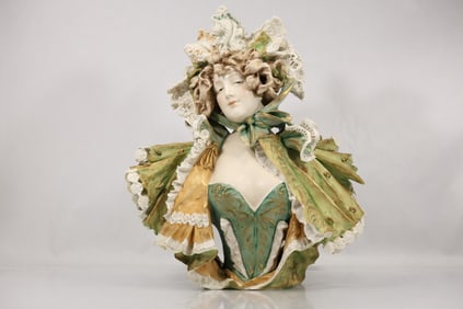 Spectacular Circa 1880s Large Teplitz Bust of a Victorian Fashion Woman 19 in. height x 16 in. wide