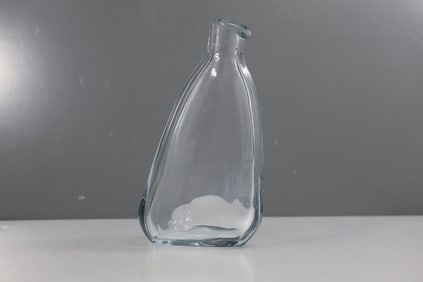 Unusual Glass Sculptured "Leaning" Decanter / Pitcher, Polished Pontil 8.5 in. height x 4.5 in. wide