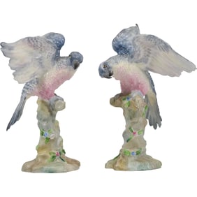 [2] Crown Staffordshire England Porcelain Bird Figurines 7.5 in. height x 6 in. wide