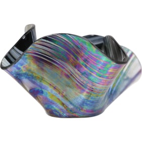 Iridescent Art Glass Handkerchief Bowl 4 in. height x 6 in. wide