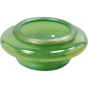 Signed Joe Mattson, Jadite Green Studio Art Glass Bowl, 3.5 in. height x 7 in. wide