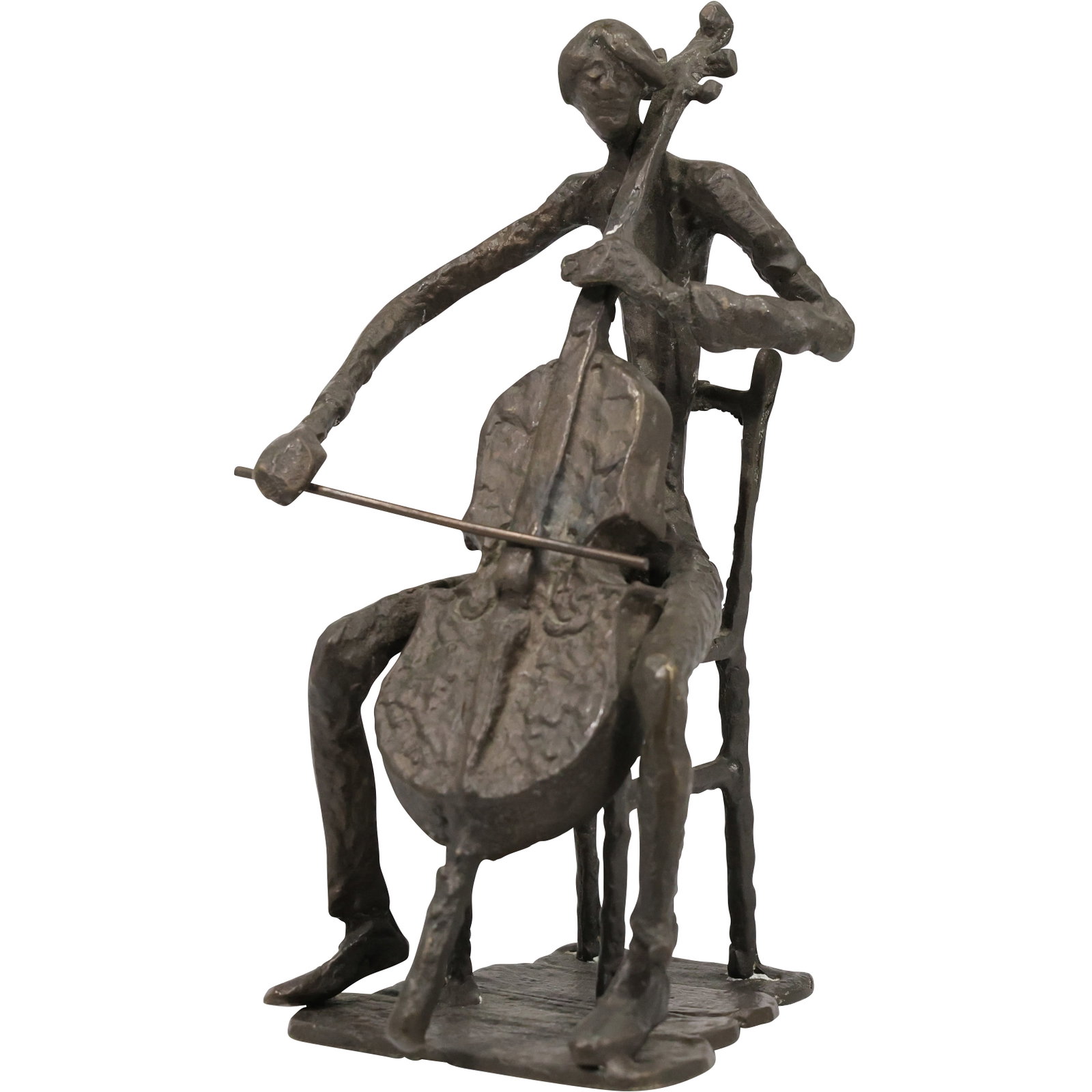Vintage Bronze Brutalist Sculpture of a Cellist. 11 inches height x 6 inches wide: Vintage Bronze Brutalist Sculpture of a Cellist. 11 inches height x 6 inches wide. size: 11h 6w S:B