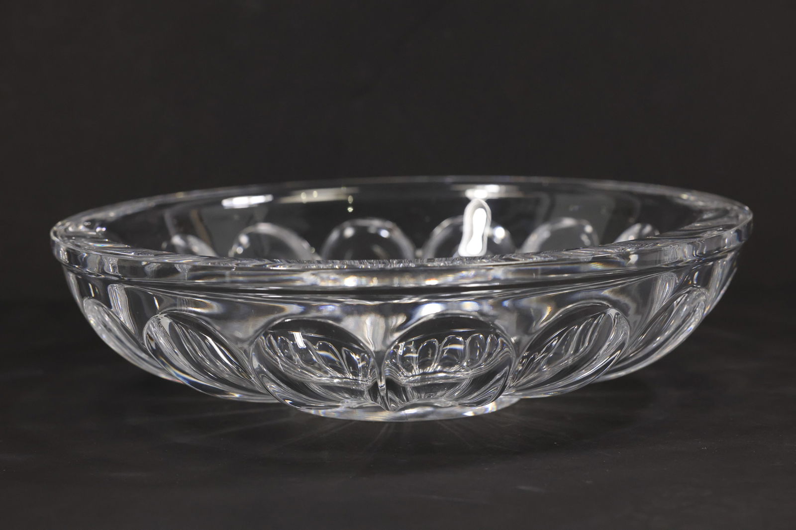 Orrefors Sofiero Bowl, a classic Scandinavian glass design by Gunnar Cyrén. 10.75 in. diameter (1 of 8)