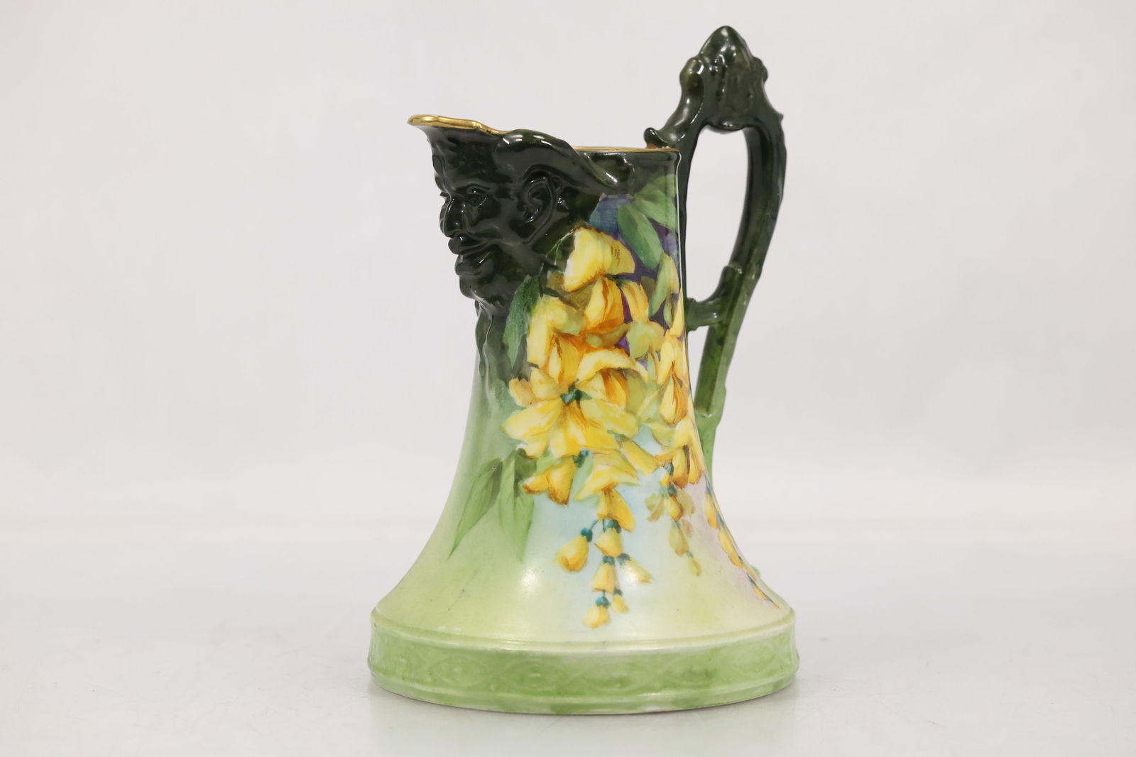 Hasburg Hand Painted Austria Fine Porcelain Pitcher, Face Spout, Artist Signed E Dufour, 8 in. h. (1 of 17)