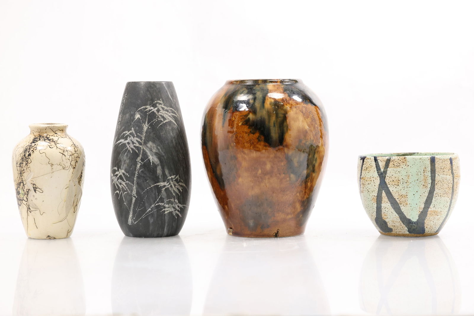 3 Assorted Art Pottery Vases and Black Stone Vase - Nice Selection - See Pictures (1 of 20)