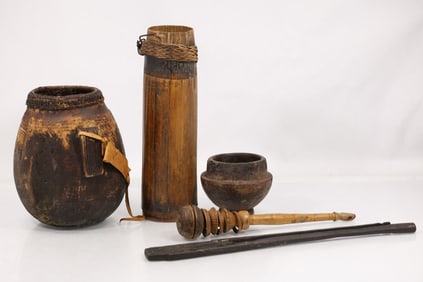 5 Assorted Antique African Wooden Artifacts - Variety - See Pictures