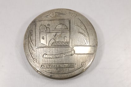 Marked LC 833, 42.3 grams, Bethlehem Compact, 3 inches diameter