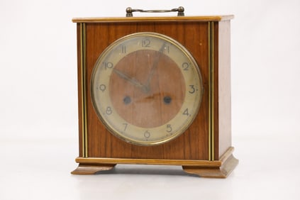 Cuckoo Manufacturing Co. Wooden Mantle Clock Mid-Century Modern 8.5 in. x 8.25 in.
