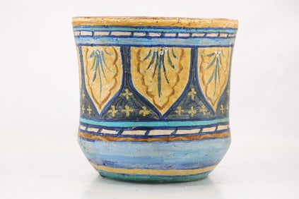 Hand Painted Terra Cotta Pottery Plant Pot 10 in. height x 10.75 in. diameter
